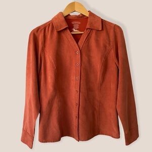 NORTHERN Reflections Burnt Orange Suede-Like Button Down Shirt
